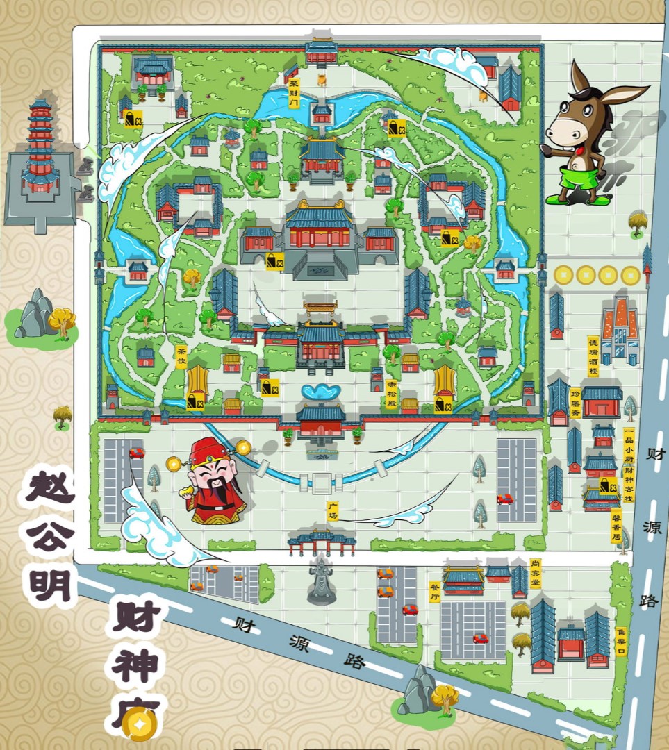 金华寺庙类手绘地图